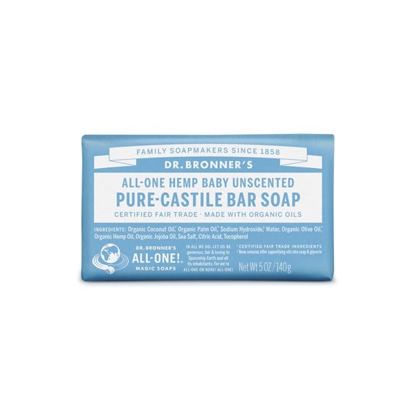 Dr. Bronners 5OZ Unscented Bar Soap OBBA05